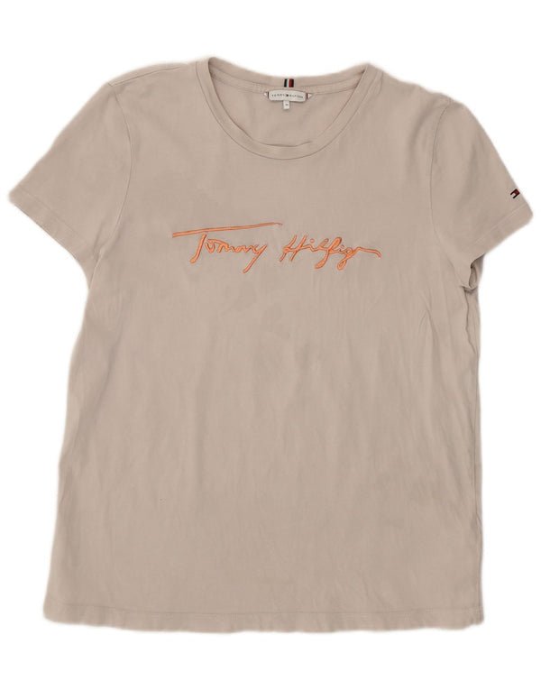 Tommy Hilfiger Camiseta gráfica para mujer Top UK 14 Algodón gris medio
