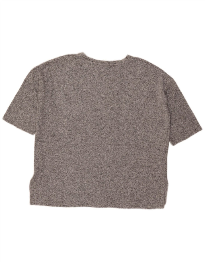 Zara Mujer Camiseta Extragrande Top UK 10 Small Viscosa Gris Moteada