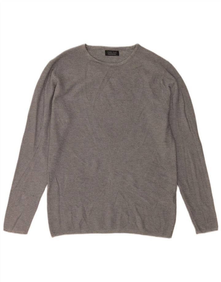 ZARA Hombre Jersey Cuello Redondo Viscosa Gris Medio