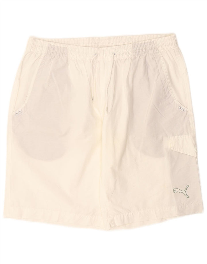 Puma Pantalones cortos deportivos para hombre de algodón blanco grande
