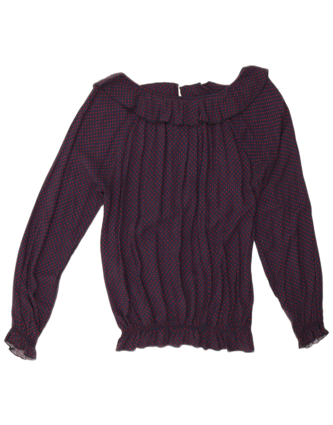 Fornarina Blusa para Mujer Top UK 44 Medio Azul Marino Manchado Retro