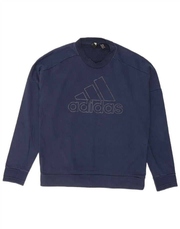 Adidas Hombre Graphic Regular Fit Sudadera Jumper Grande Azul Marino Algodón