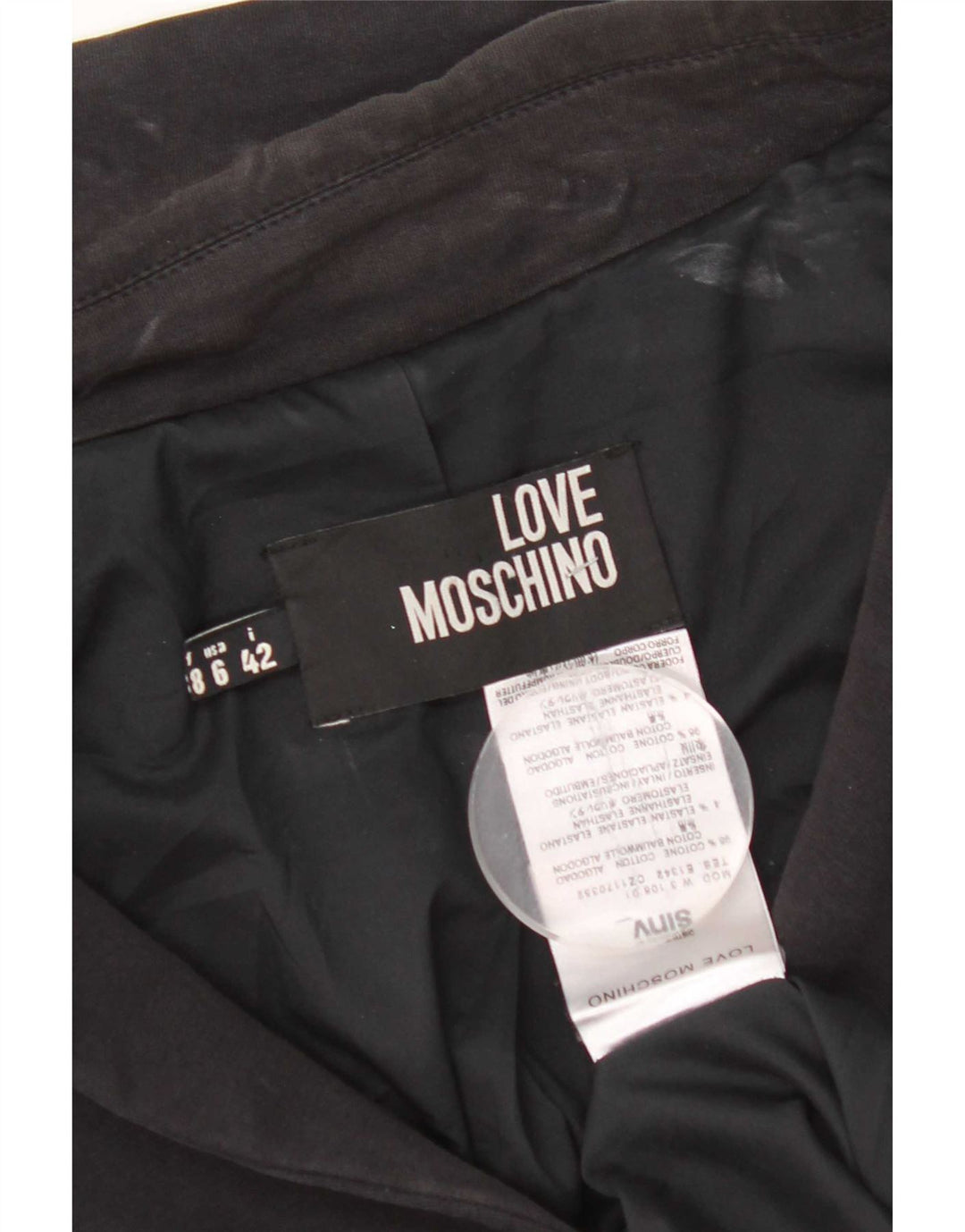 Moschino Mujer Crop Graphic 3 Botones Blazer Chaqueta UK 10 Small Negro