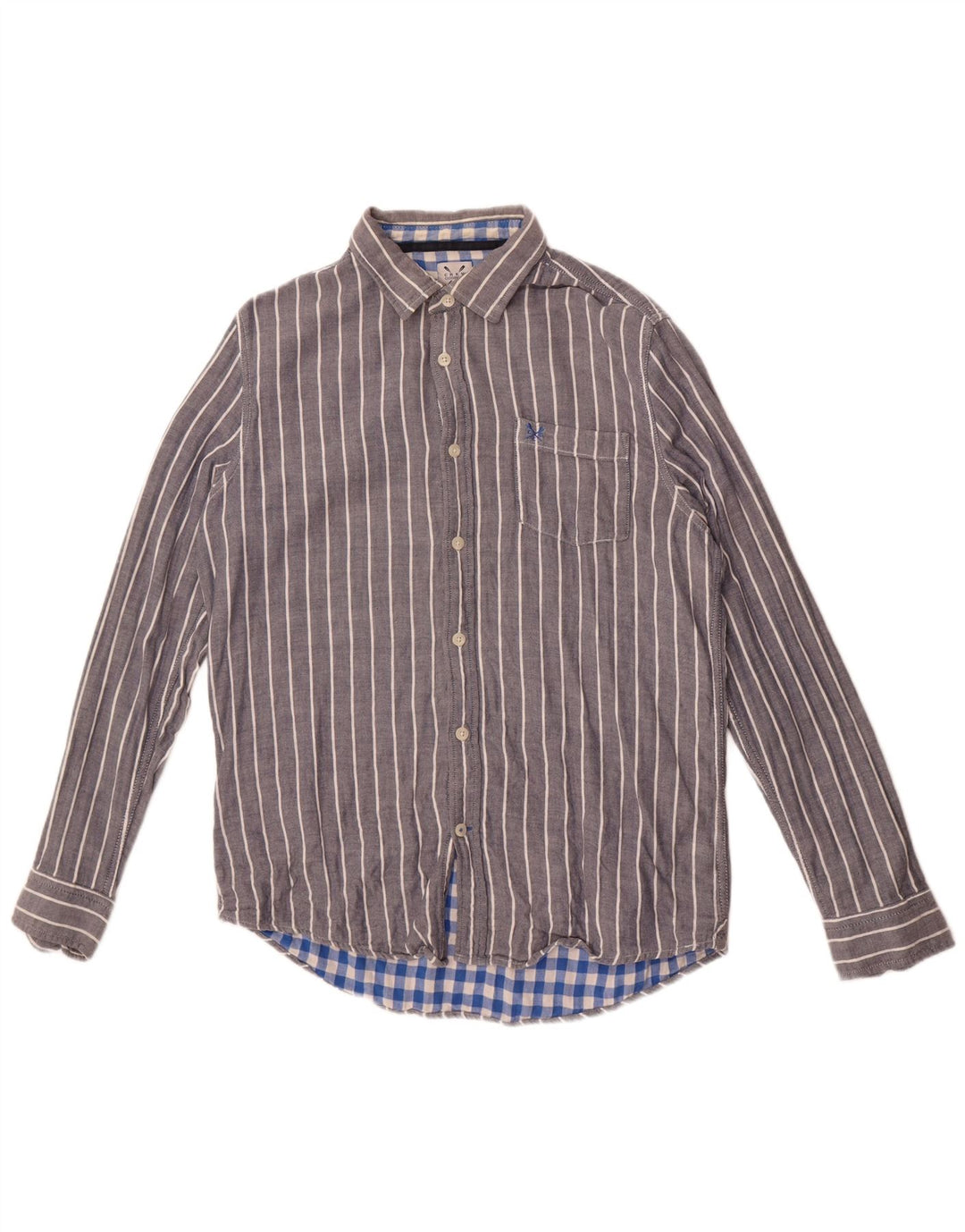 Crew Clothing Camisa entallada para hombre Algodón gris a rayas grandes