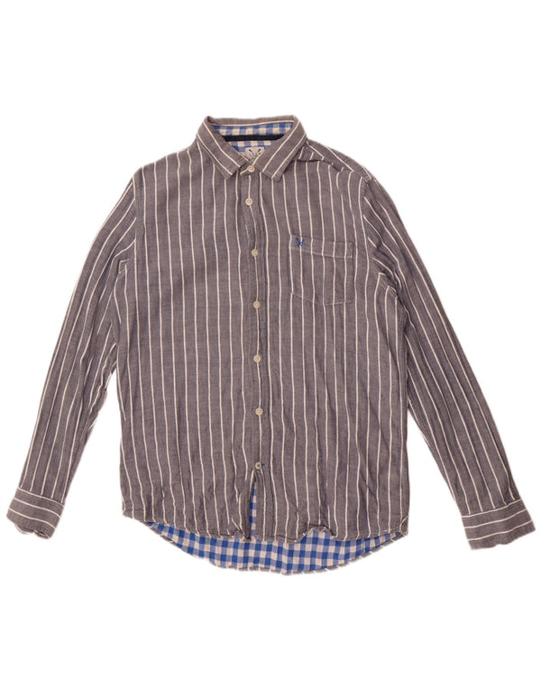 Crew Clothing Camisa entallada para hombre Algodón gris a rayas grandes