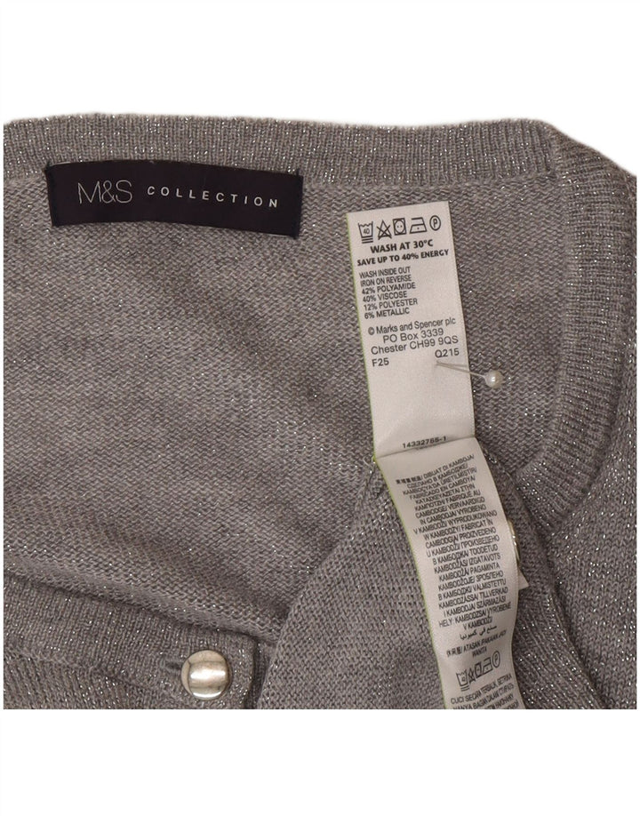 Marks & Spencer Suéter tipo cárdigan para mujer UK 20 2XL Poliamida gris