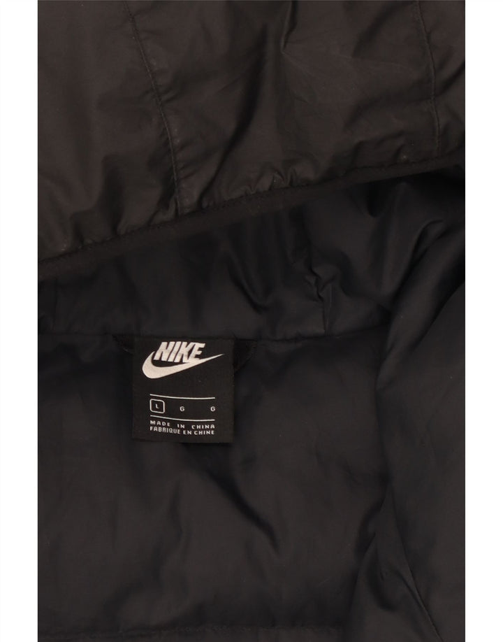 Nike - Chaqueta acolchada con capucha para hombre, talla 40, poliéster negro grande