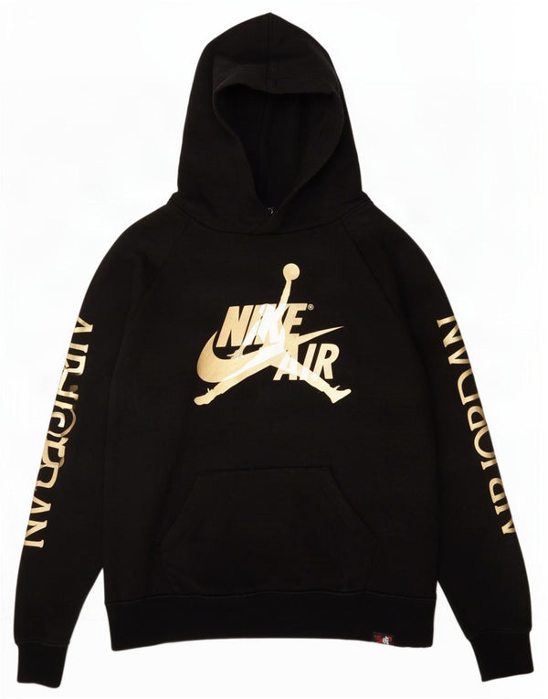 Jordan - Sudadera con capucha para niña (12 a 13 años), talla grande, algodón negro