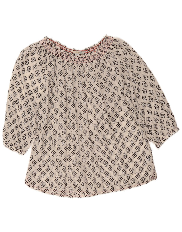 Boden Womens 3/4 Sleeve Blouse Top UK 12 Medium White Floral Viscose