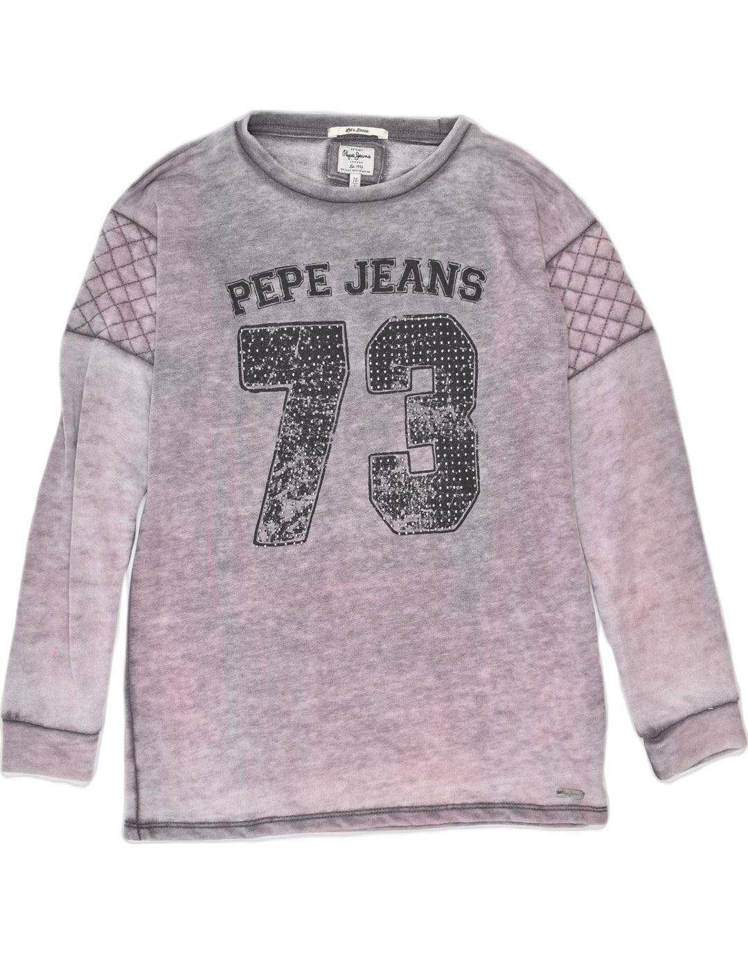 PEPE JEANS Girls Graphic Top Long Sleeve 15-16 Years Large Pink Cotton | Vintage | Thrift | Second-Hand | Used Clothing | Messina Hembry 