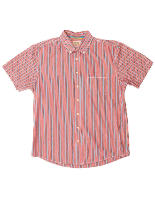 Camisa de manga corta para hombre Camel Active Algodón a rayas multicolor grande