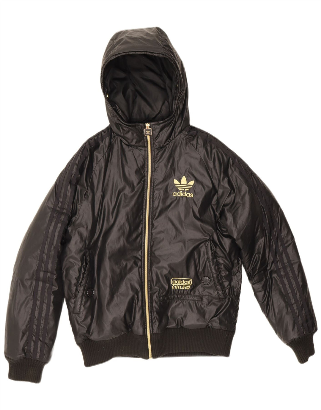 Adidas Chaqueta acolchada con capucha para hombre UK 36 Small Poliéster negro