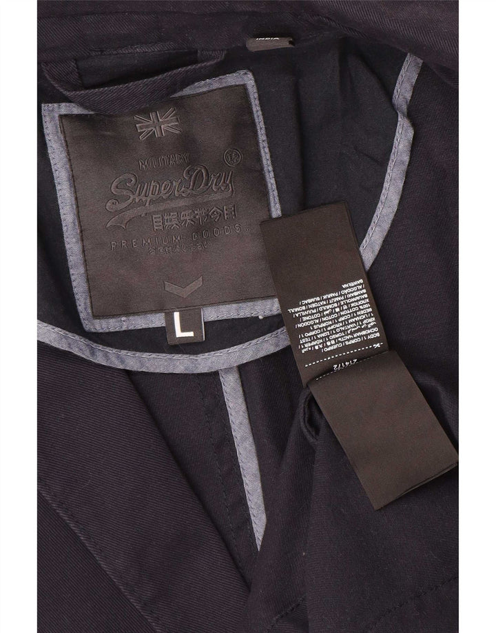 Superdry Chaqueta tipo blazer de 2 botones para hombre Reino Unido 40 Grande Algodón azul marino