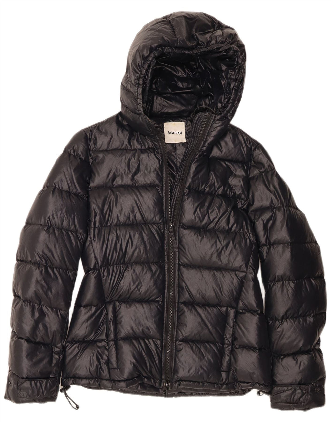 Aspesi Chaqueta acolchada con capucha para mujer UK 44 Mediana Poliamida negra