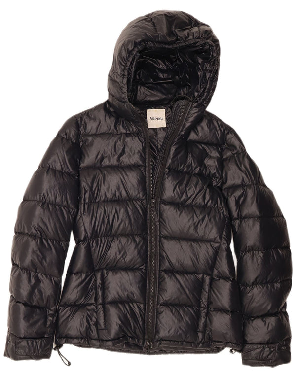 Aspesi Chaqueta acolchada con capucha para mujer UK 44 Mediana Poliamida negra