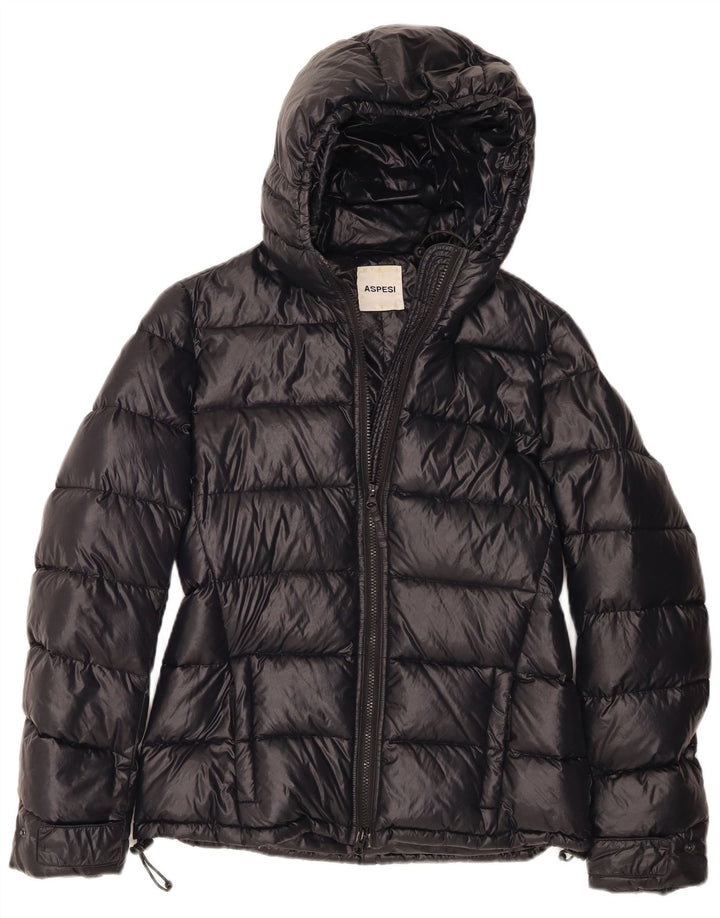 Aspesi Chaqueta acolchada con capucha para mujer UK 44 Mediana Poliamida negra