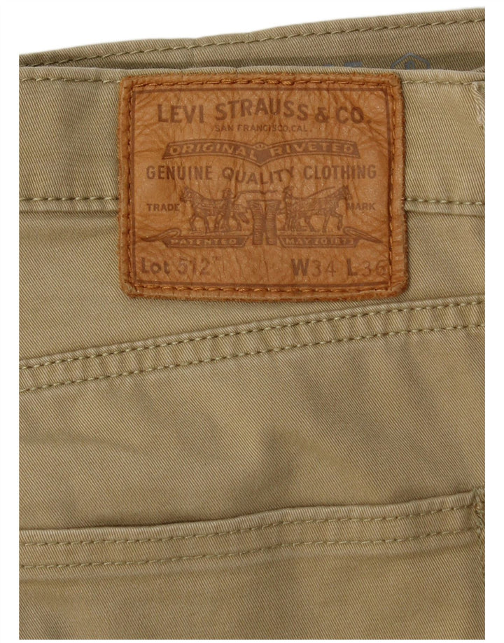 LEVI'S Mens 512 Slim Tapered Casual Pantalones W34 L36 Algodón Beige