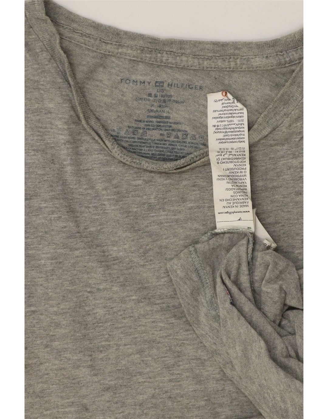 Tommy Hilfiger - Camiseta para hombre, talla grande, algodón gris