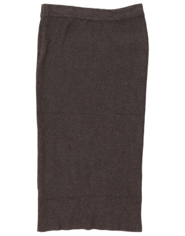 Zara Mujer Falda Recta De Punto Mediana W28 Viscosa Gris