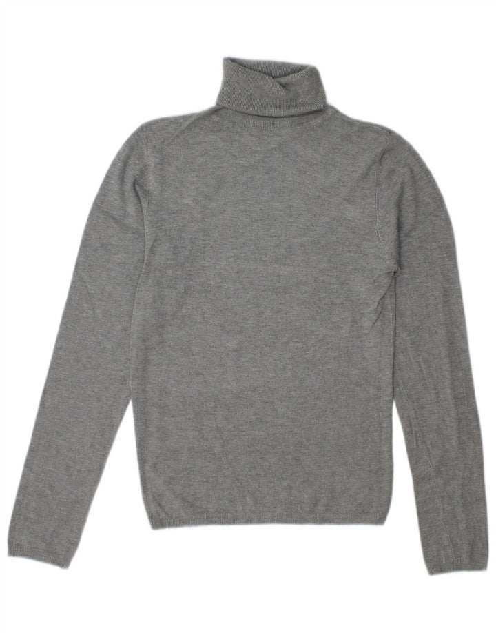 Zara Mujer Roll Neck Jumper Sweater UK 10 Small Gris Rayón