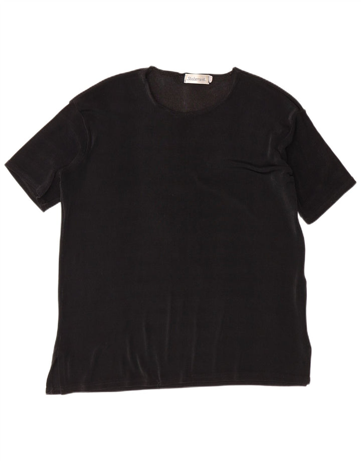 VINTAGE Womens T-Shirt Top UK 14/16 Large Black Polyester