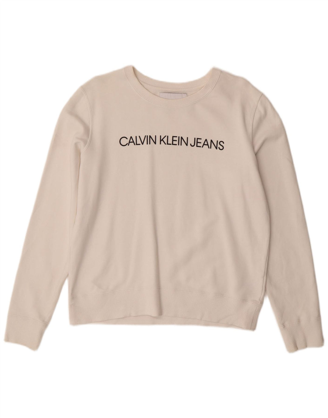 Calvin Klein Jeans Sudadera gráfica para mujer Jumper UK 14 Mediano Blanco