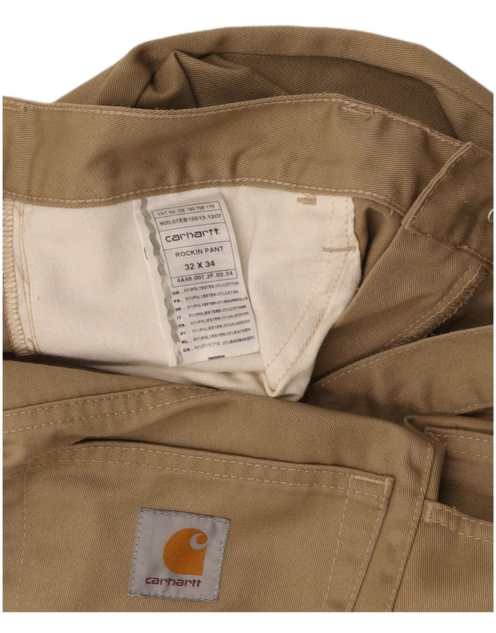 CARHARTT Pantalones casuales con corte de bota para hombre W32 L34 Poliéster beige