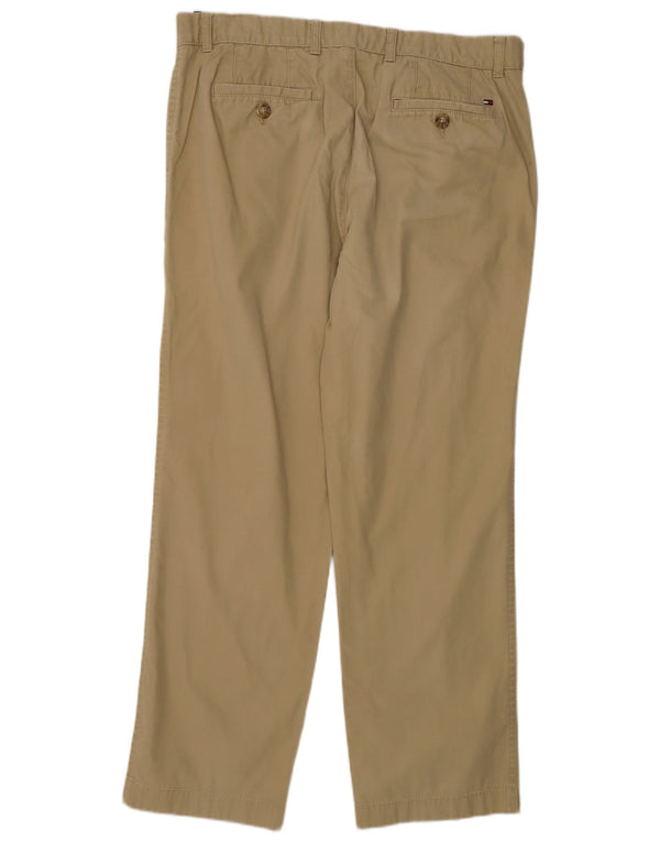 Tommy Hilfiger Pantalones chinos rectos para hombre W34 L30 Algodón beige