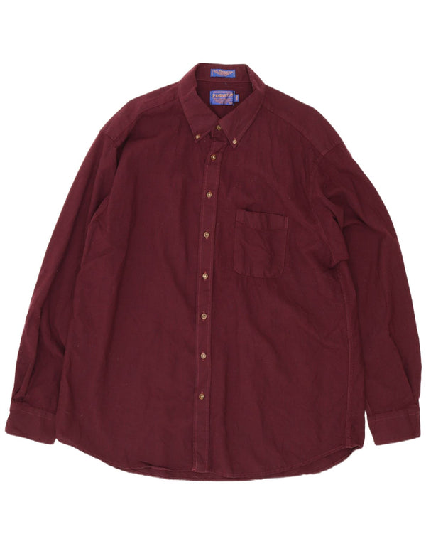 Pendleton Camisa larga de franela para hombre, talla 2XL, lana burdeos