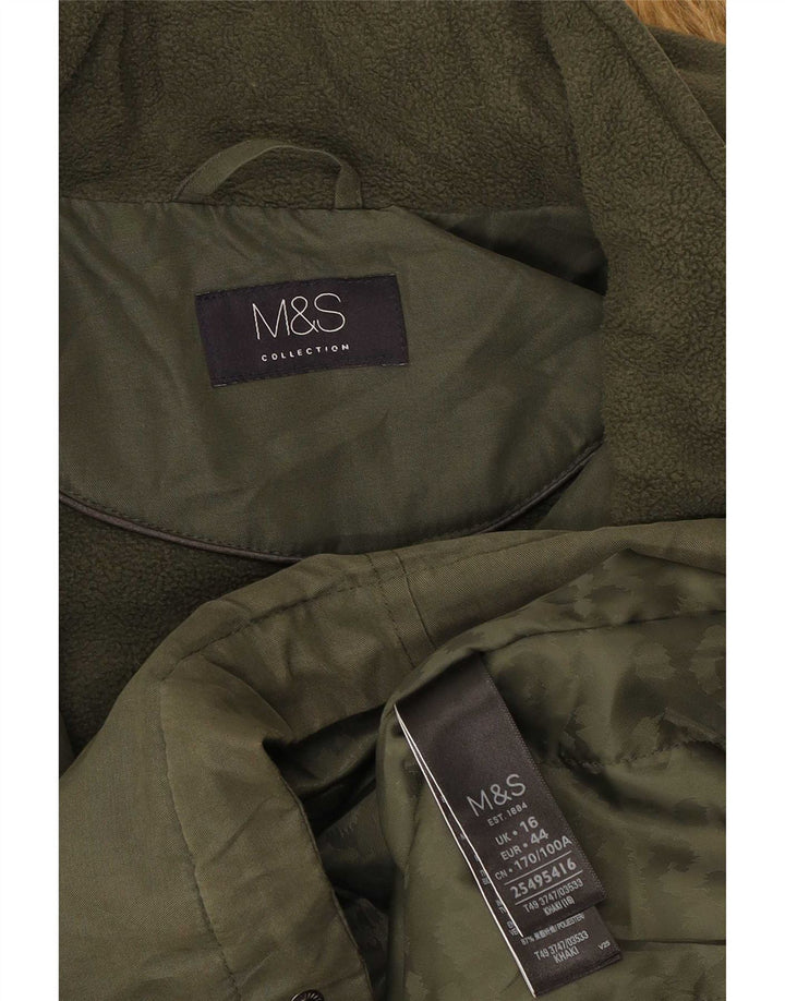 Marks & Spencer Chaqueta Parka con Capucha para Mujer UK 46 Grande Poliéster Caqui