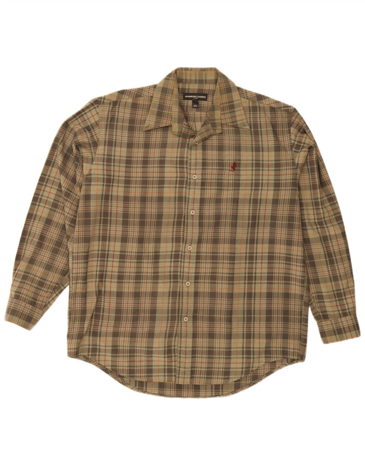 Marlboro Classics Camisa De Franela Para Hombre Cuadros Caqui Grande