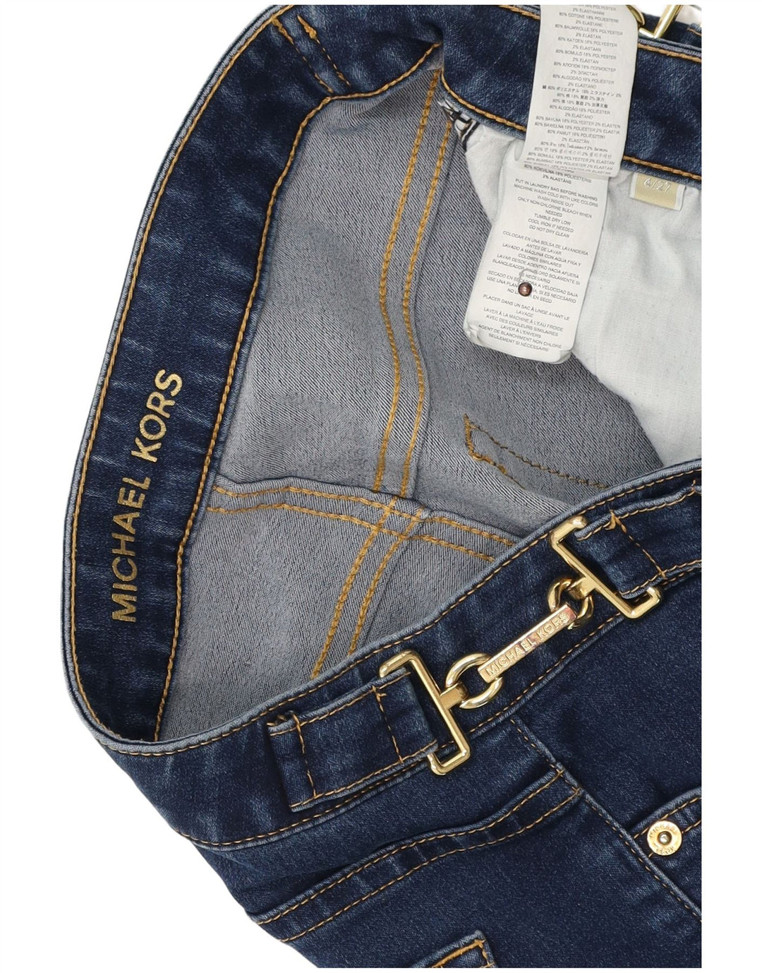 MICHAEL KORS Vaqueros acampanados para mujer US 4 Small W27 L34 Azul marino Algodón