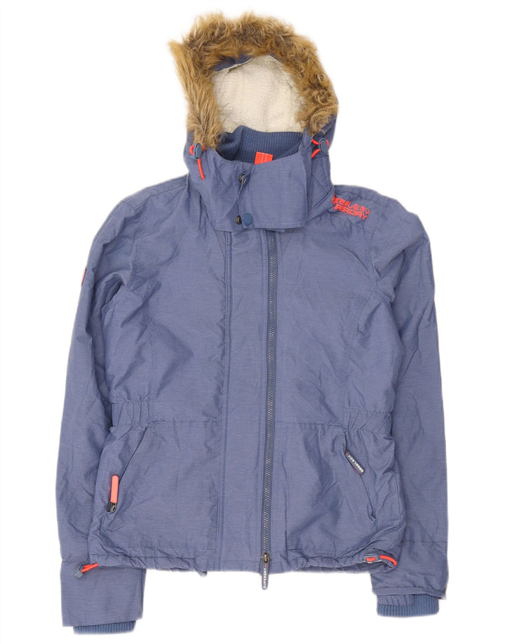 Superdry Chaqueta Cortavientos Sherpa con Capucha para Mujer UK 44 Azul Medio