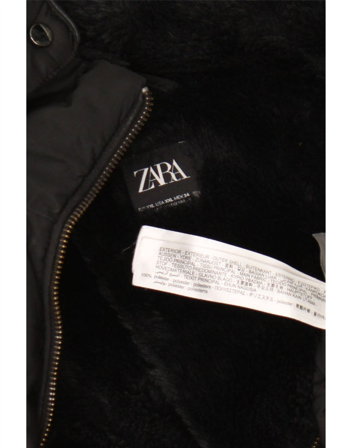 Zara Mujer Chaqueta Acolchada Con Capucha ES 39 2XL Poliéster Negro