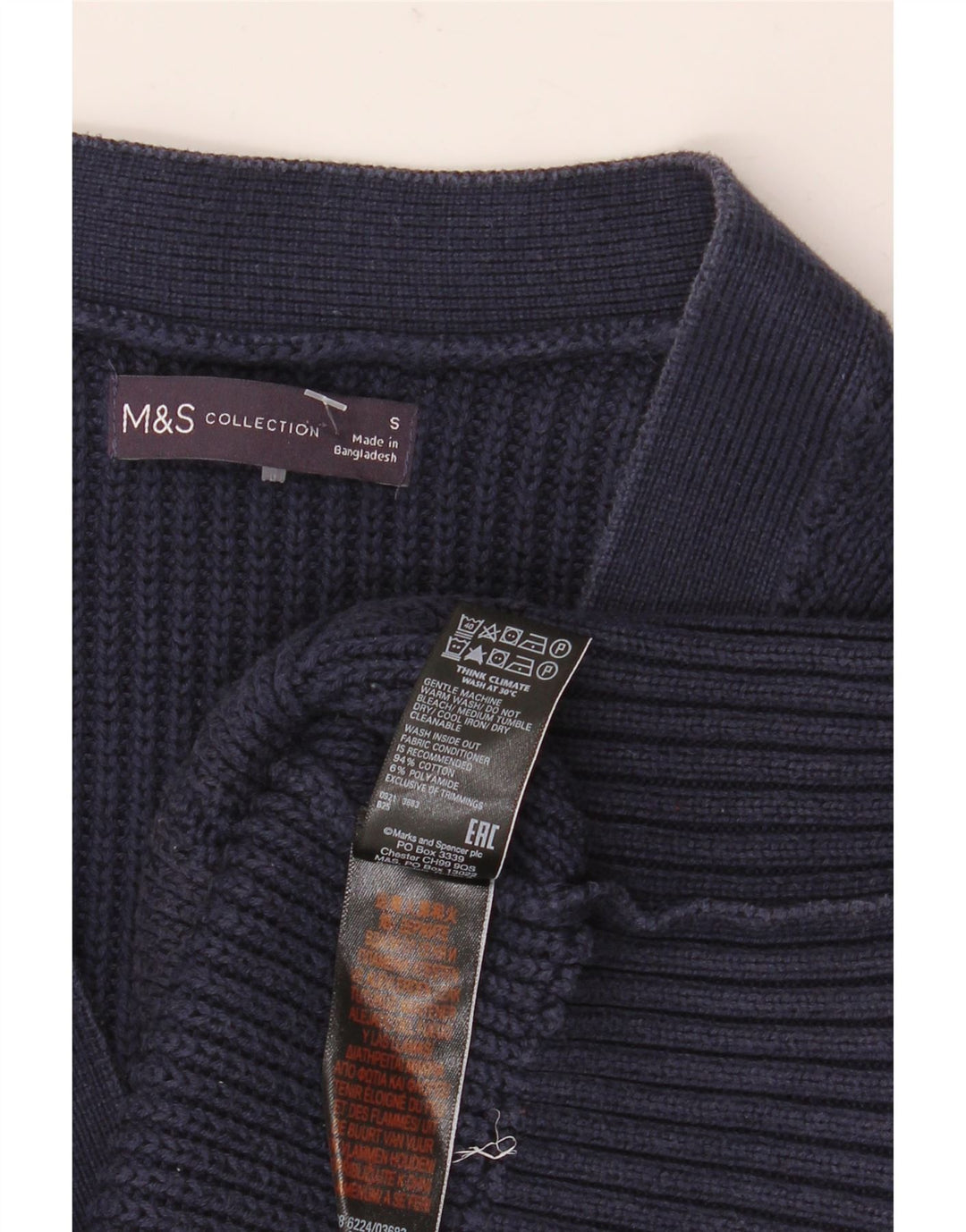 Marks & Spencer Suéter tipo cárdigan extragrande para mujer UK 10 Small Azul marino