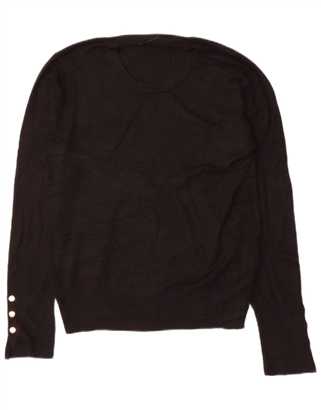 Zara - Jersey de cuello redondo para mujer, talla 40, talla mediana, viscosa negra
