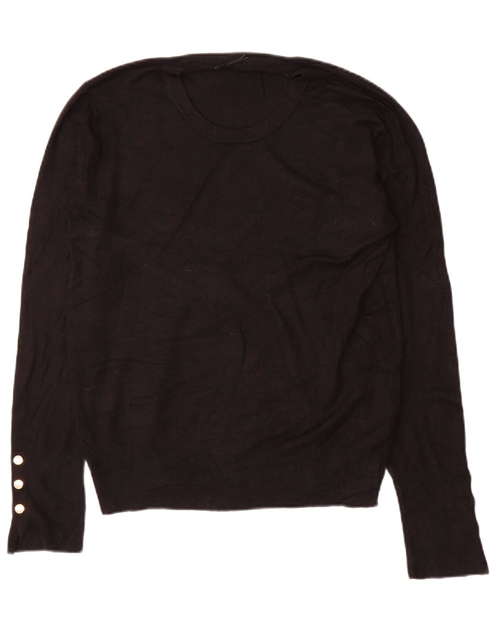 Zara - Jersey de cuello redondo para mujer, talla 40, talla mediana, viscosa negra