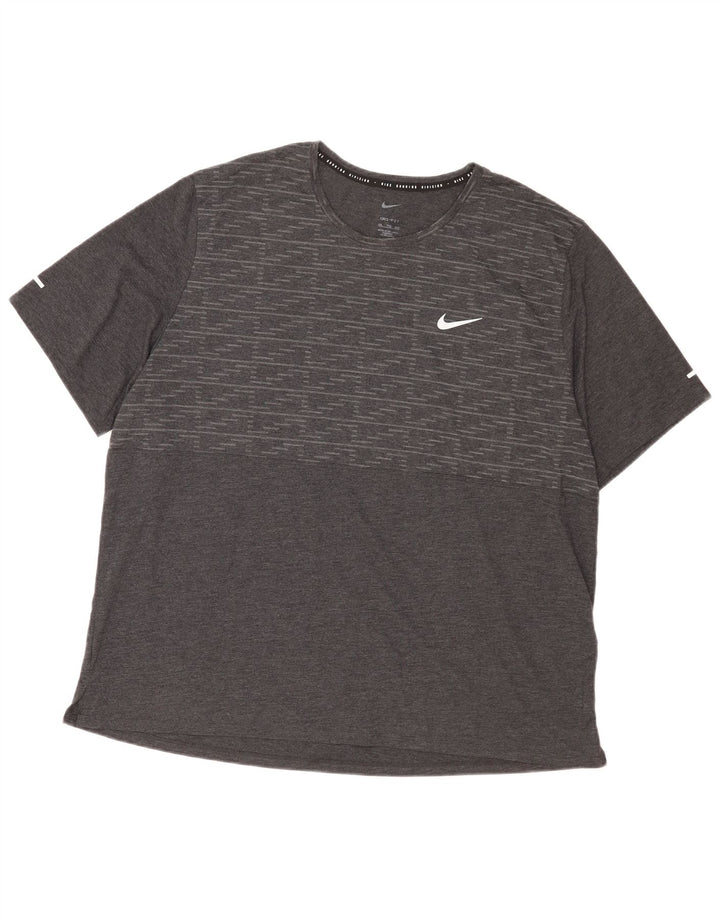 Nike Camiseta Dri Fit para hombre Top 2XL Gris Geométrico Poliéster