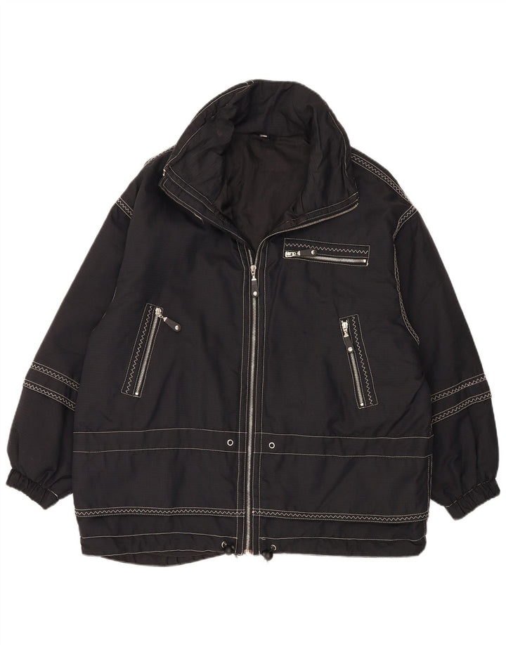 Chaqueta cortavientos vintage de gran tamaño para mujer IT 44 Poliamida negra mediana