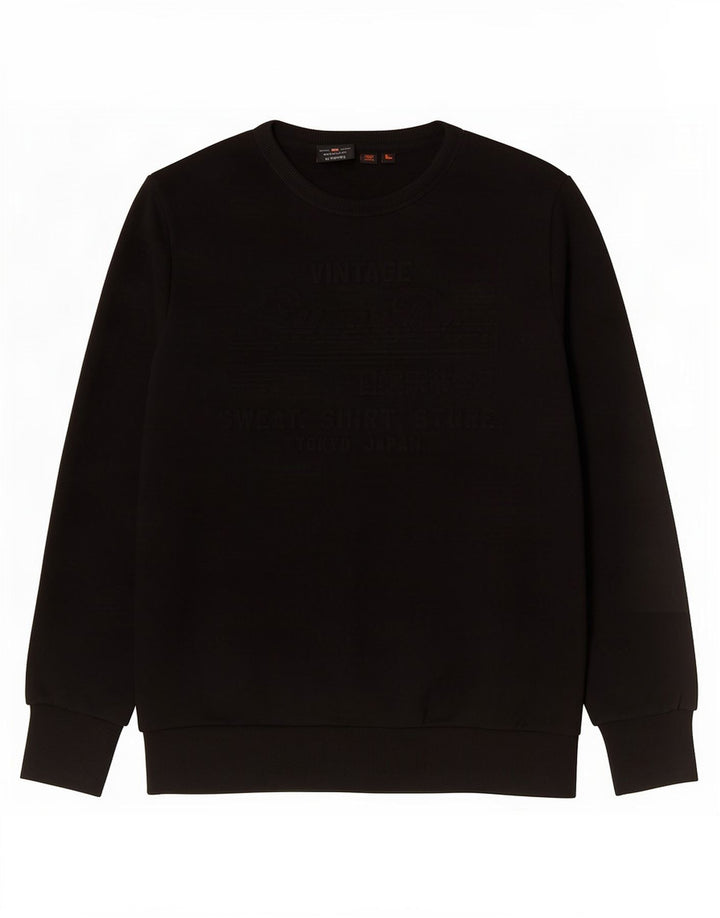 Superdry Hombre Sudadera Jumper Grande Algodón Negro