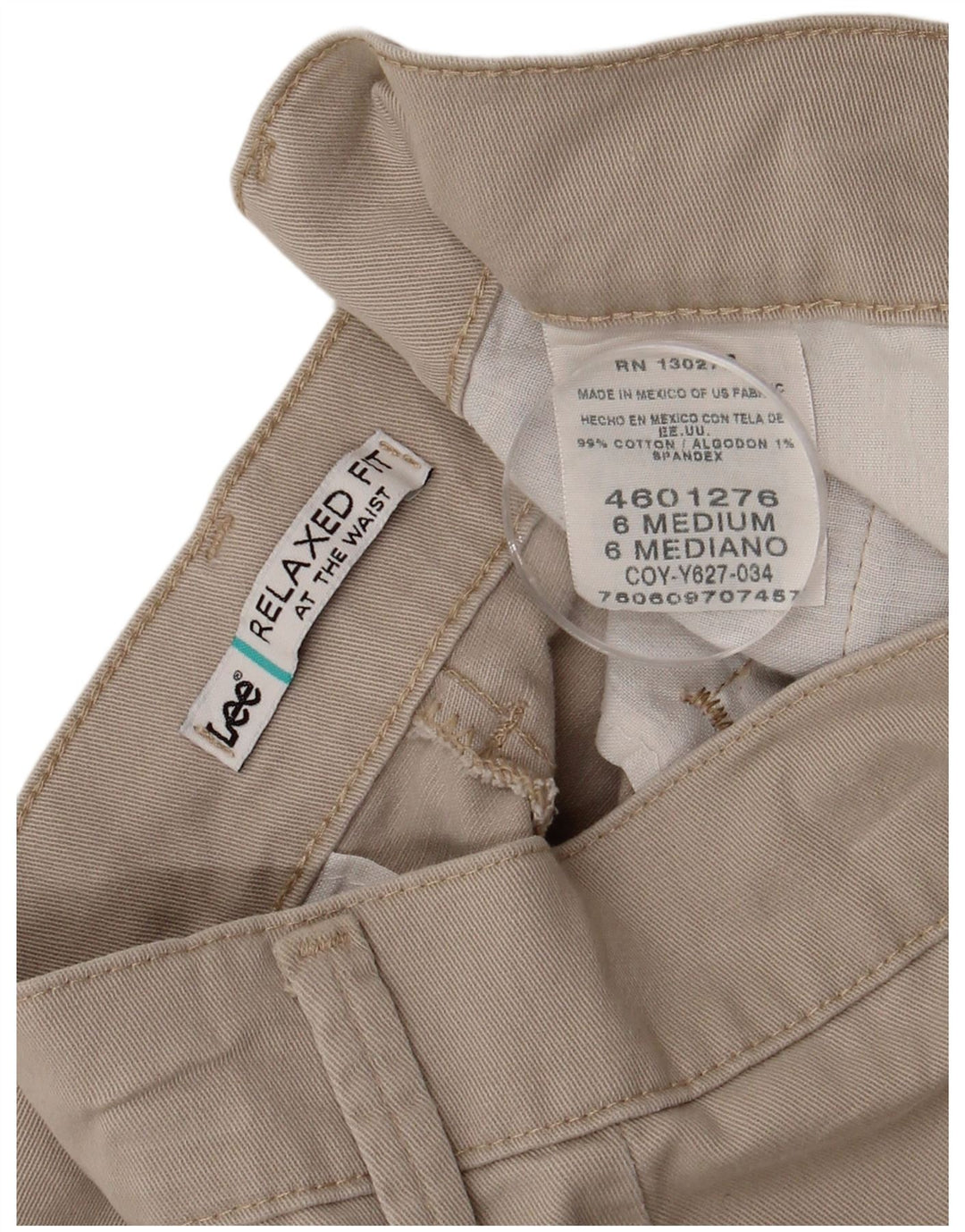 LEE Pantalones casuales de ajuste relajado para mujer US 6 Medium W30 L30 Algodón beige