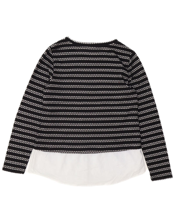 CALVIN KLEIN Top de mujer de manga larga UK 12 Medium Black Stripes