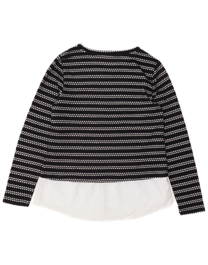 CALVIN KLEIN Top de mujer de manga larga UK 12 Medium Black Stripes