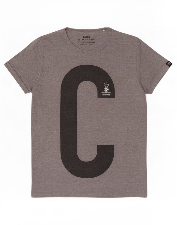 Jack & Jones Mens Core Graphic Camiseta Top Grande Gris Poliéster