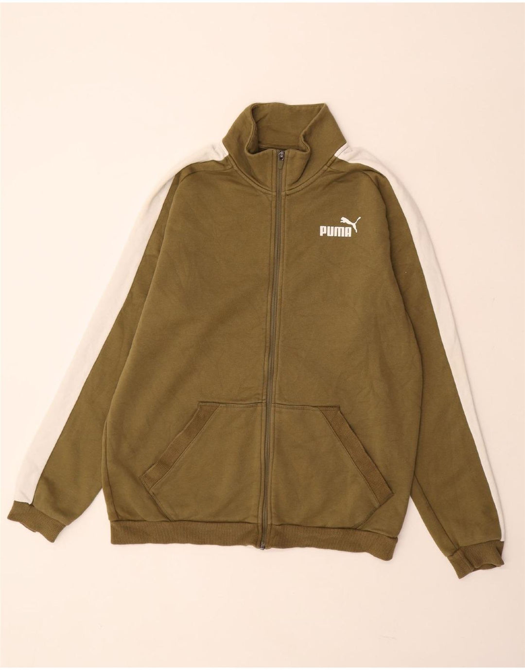 PUMA Chaqueta de chándal para hombre de algodón color block en color caqui mediano