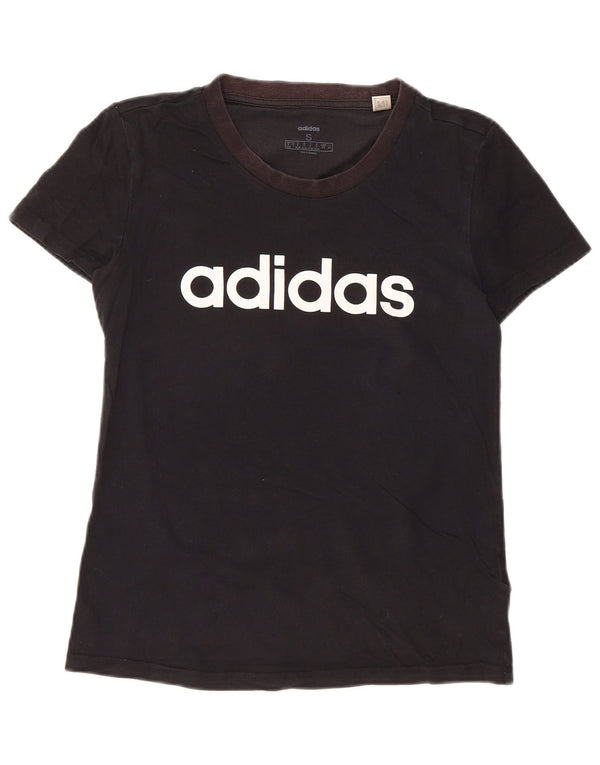 ADIDAS Camiseta gráfica para mujer Top UK 8/10 Small Black Cotton