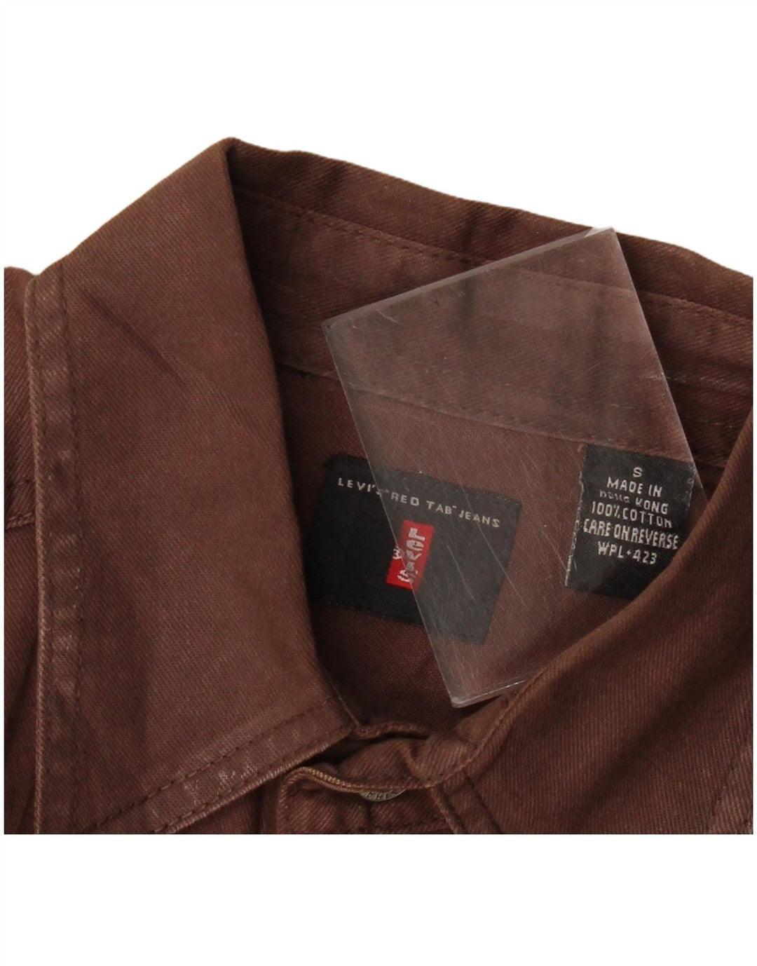 Levi's Camisa alta para hombre de algodón marrón pequeña