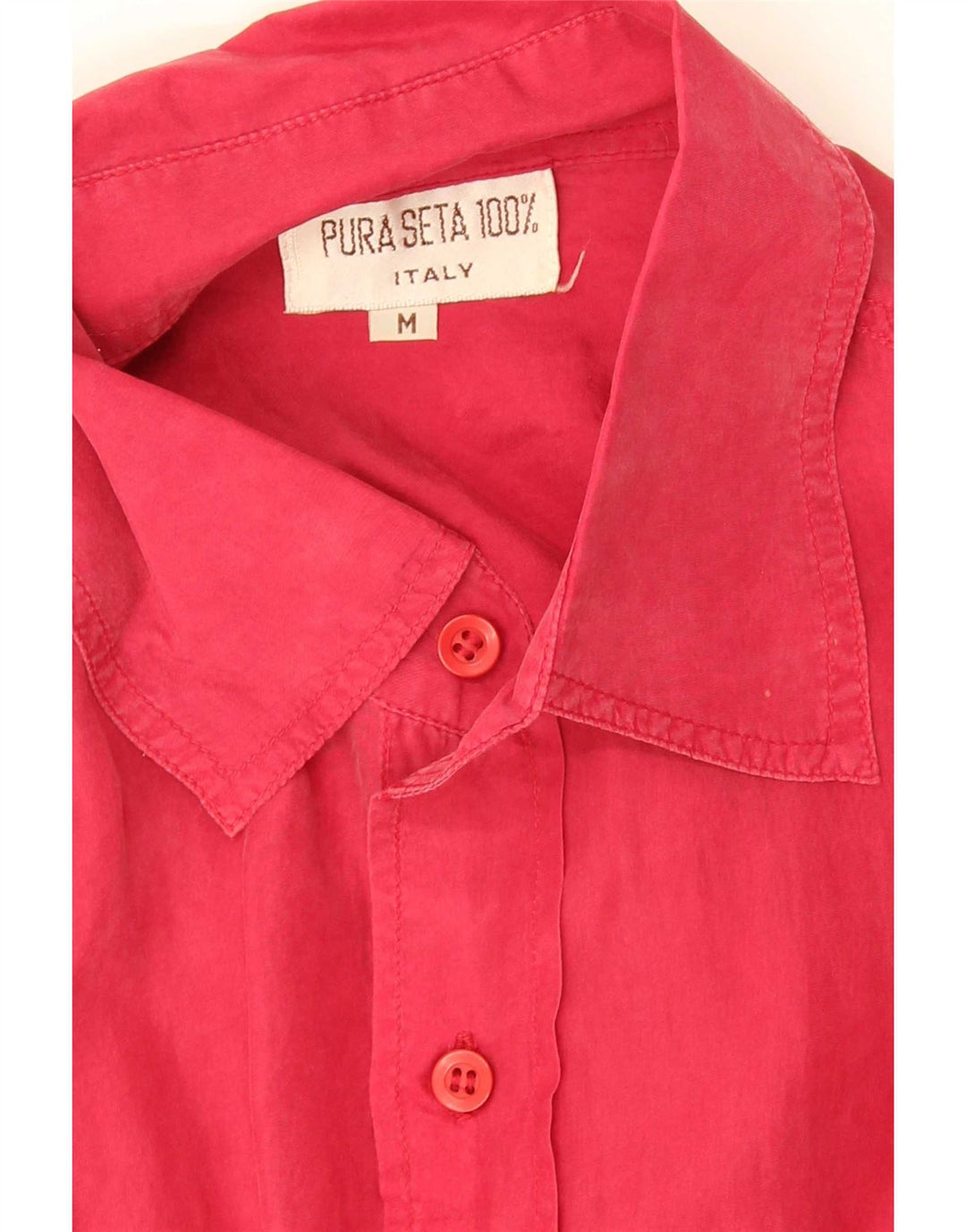 Camisa vintage de manga corta para hombre de seda roja mediana