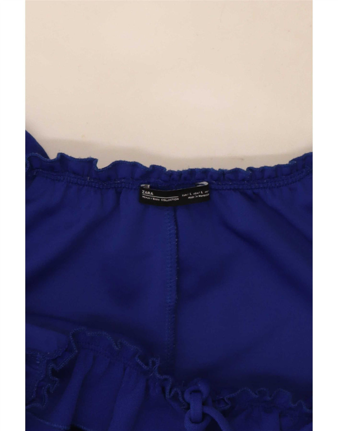 Zara Vestido con hombros descubiertos y volantes para mujer UK 44 Azul grande