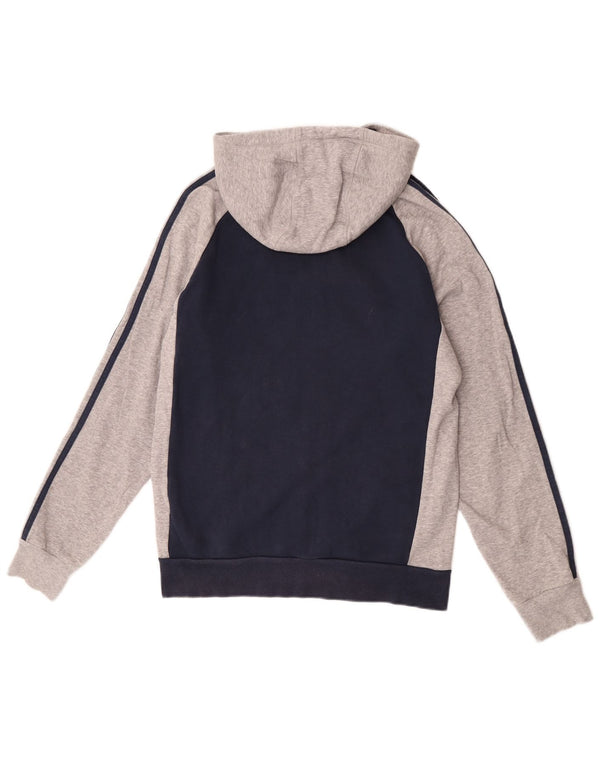 Adidas - Sudadera con capucha y cremallera para hombre, talla pequeña, algodón azul marino con bloques de color